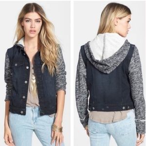 black denim jacket with hood